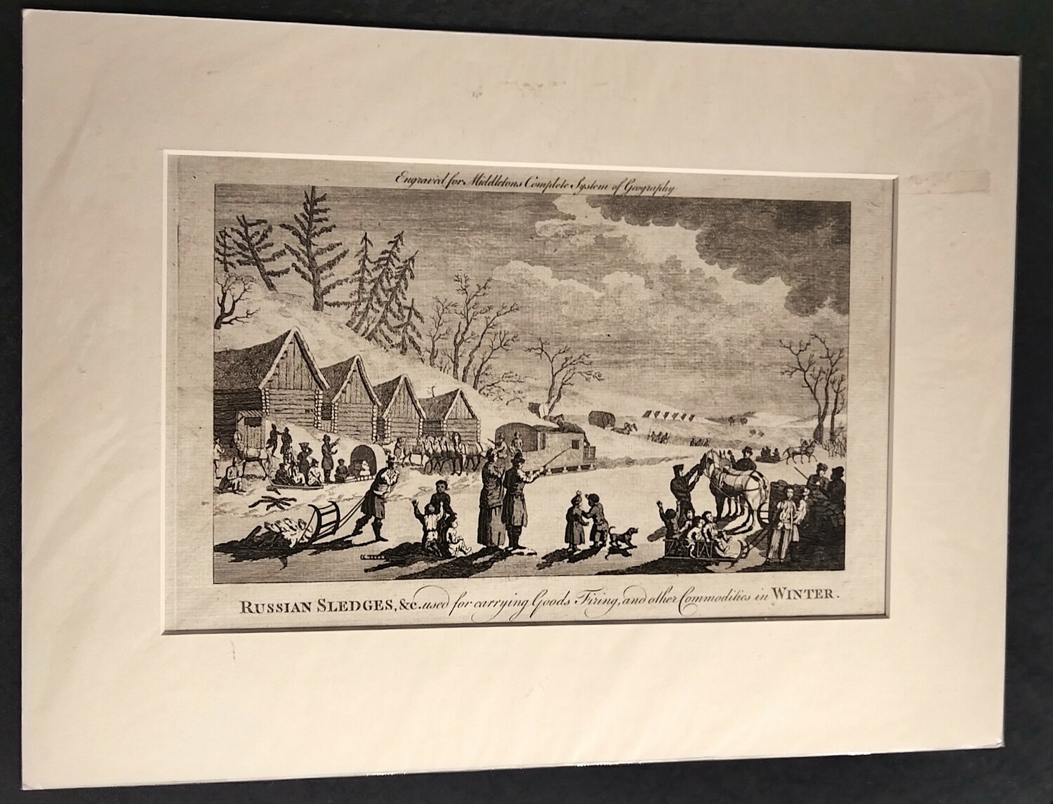 Антикварная гравюра. Русские санки. Томас Бэнкс 1780-е годы. Антикварная гравюра. Русские санки. Томас Бэнкс 1780-е годы.