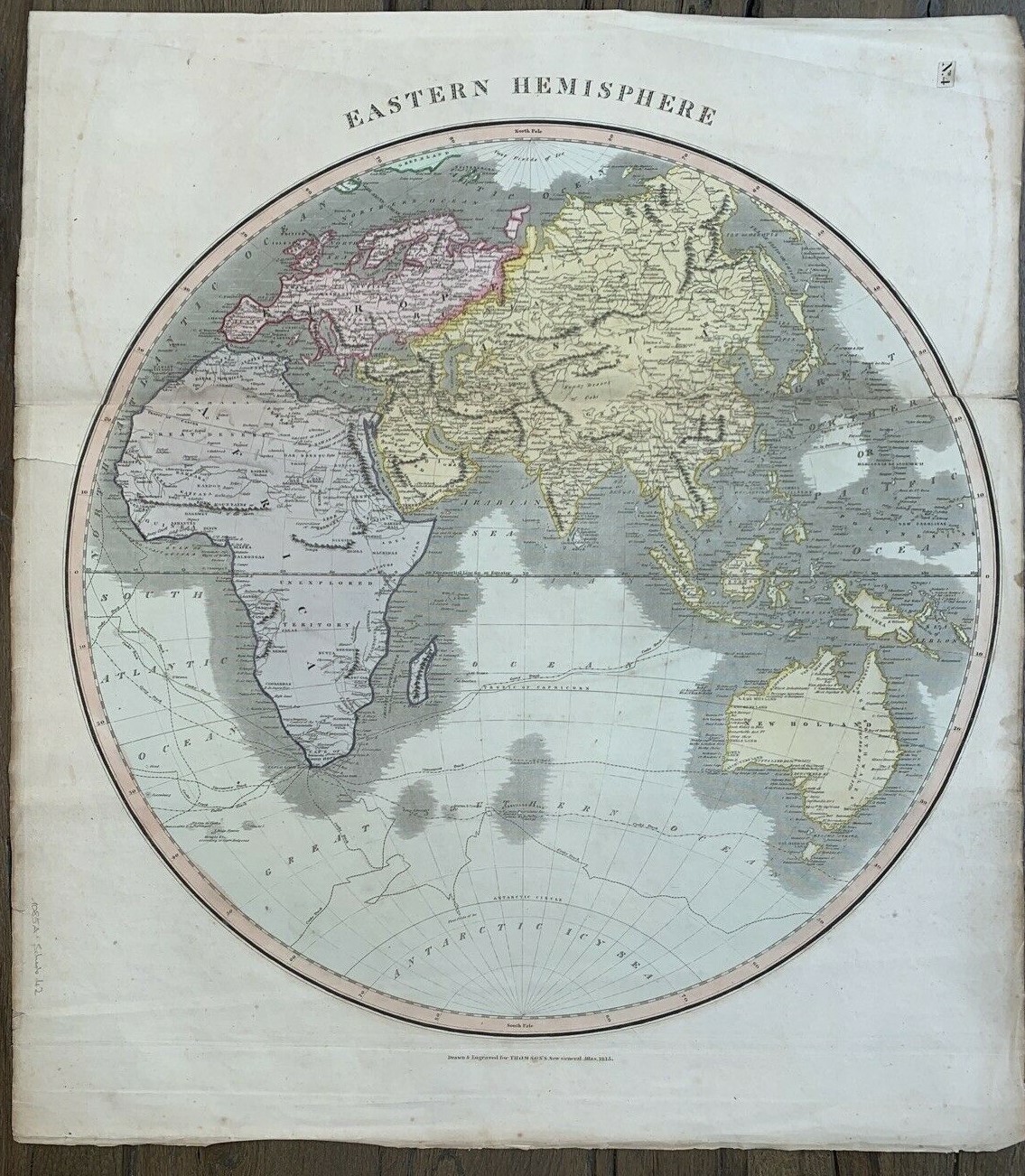 Большая карта восточного полушария 1815 год.