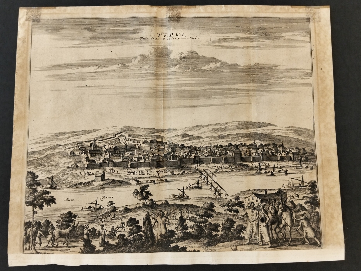 Антикварная гравюра город Терки 1720-е гг.