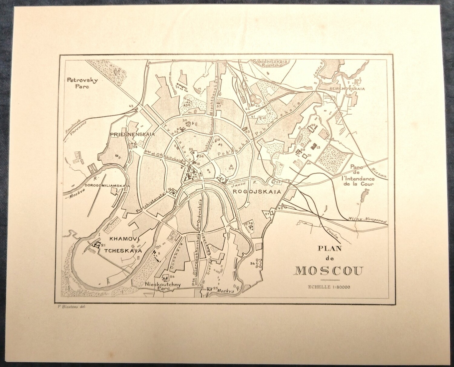 План Москвы с указателем 1890 год.