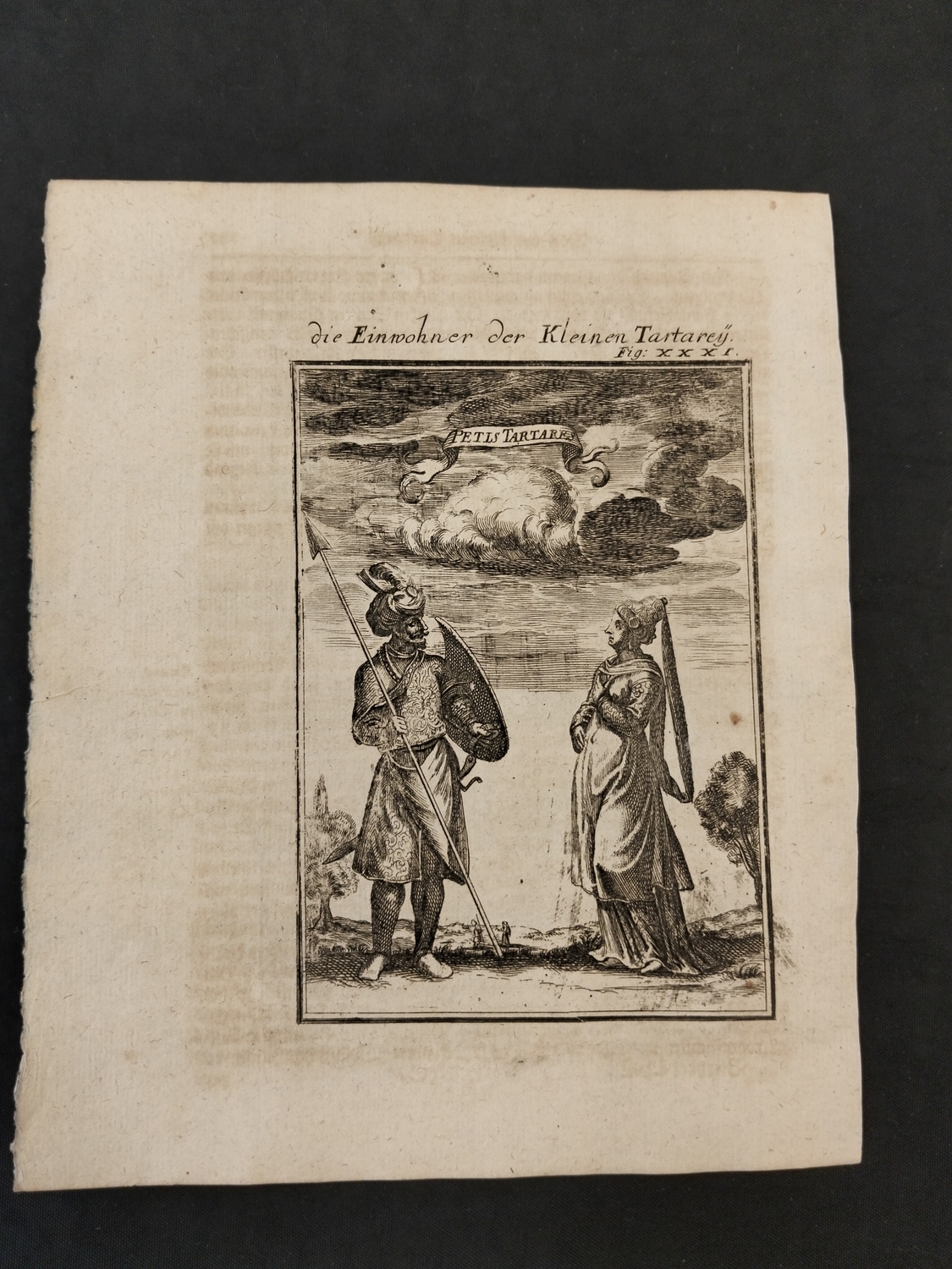 Антикварная гравюра Малые Тартары 1719 год.