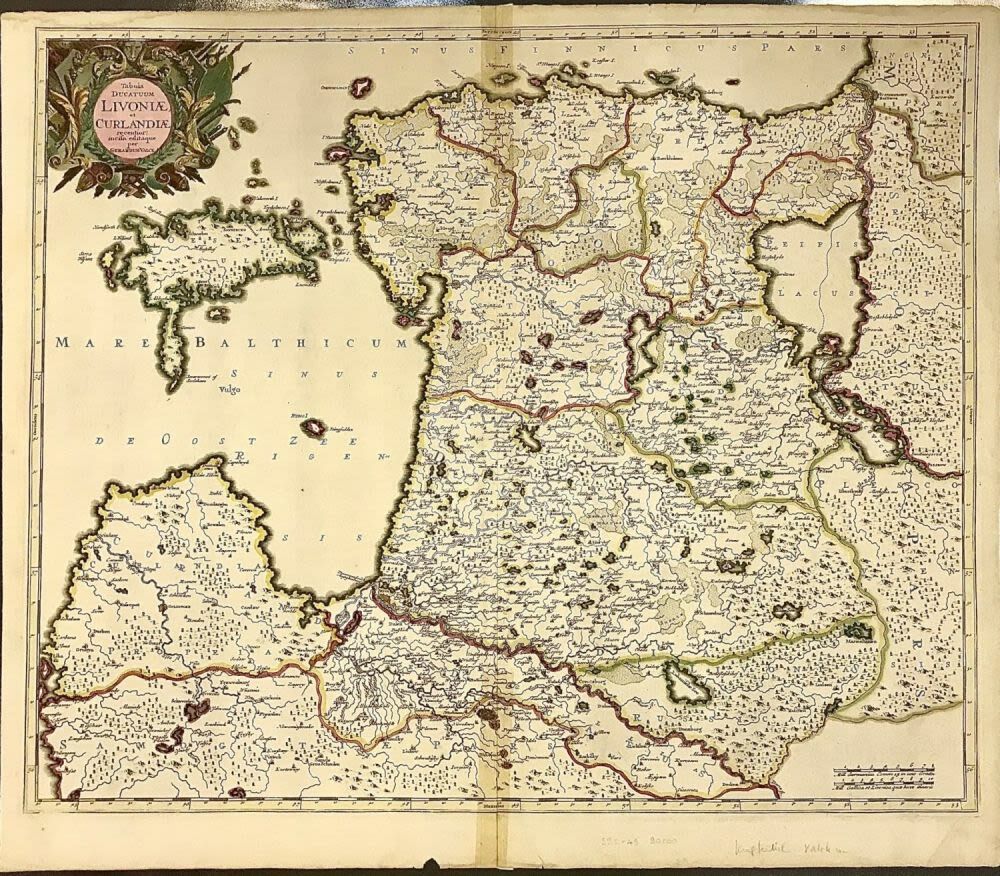 Антикварная карта Ливонии ок. 1705 год.