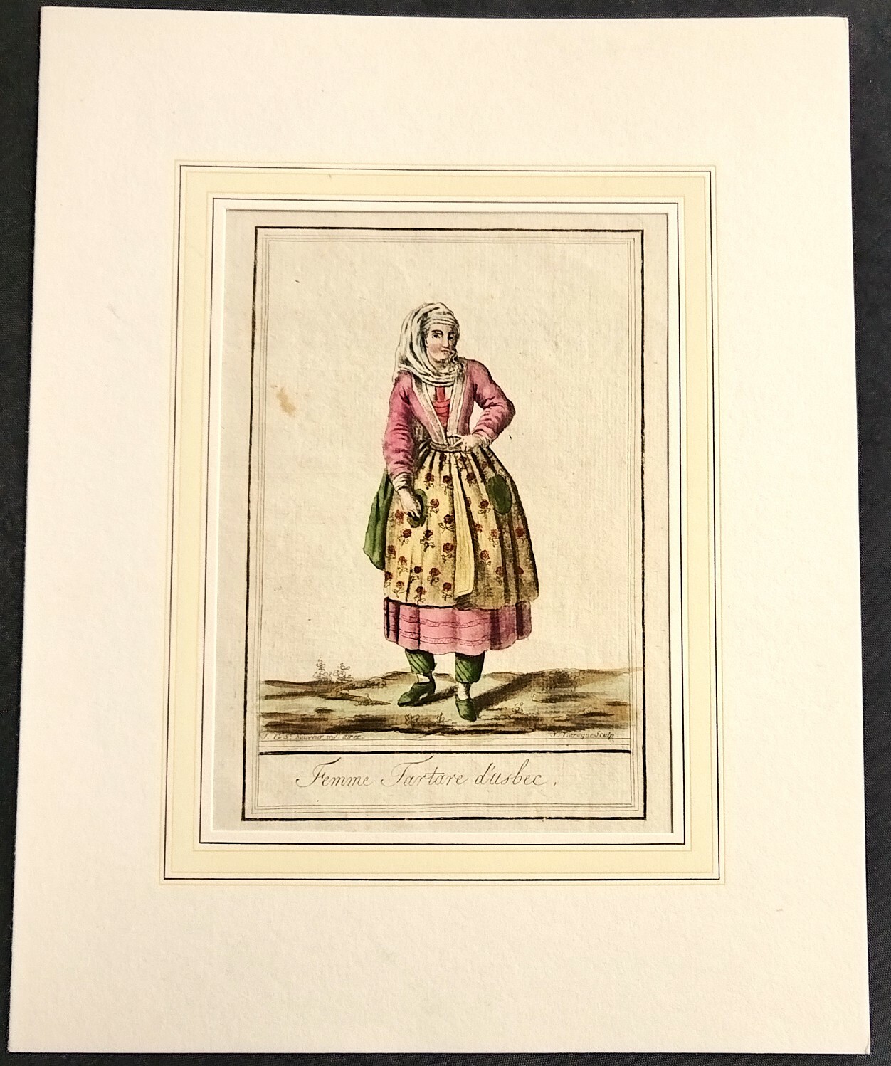 Антикварная гравюра. Вид тартарки - узбечки. 1790-е годы. Антикварная гравюра. Вид тартарки - узбечки. 1790-е годы.