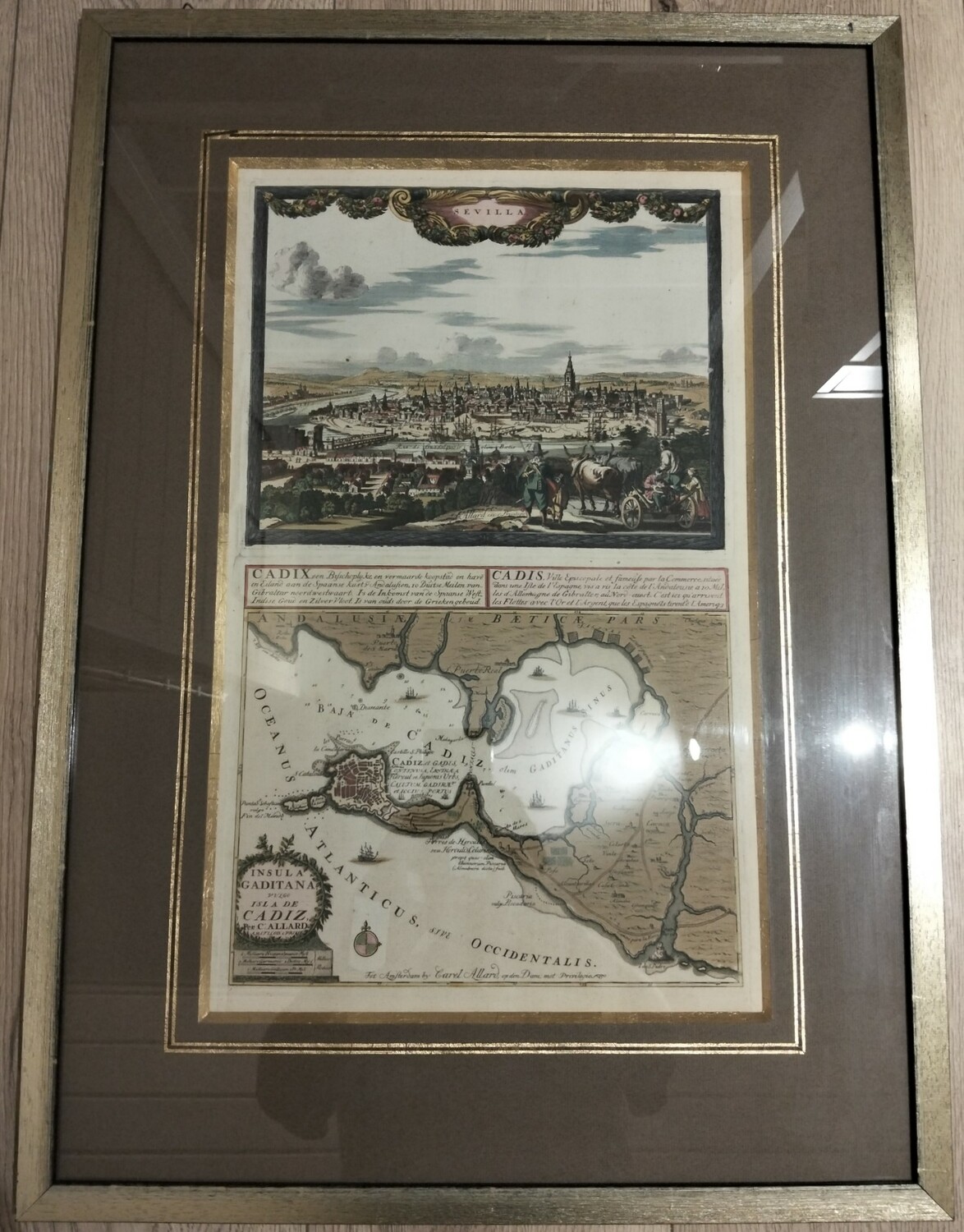 Вид Севильи и план Кадиса ок. 1702 год. Вид Севильи и план Кадиса ок. 1702 год.