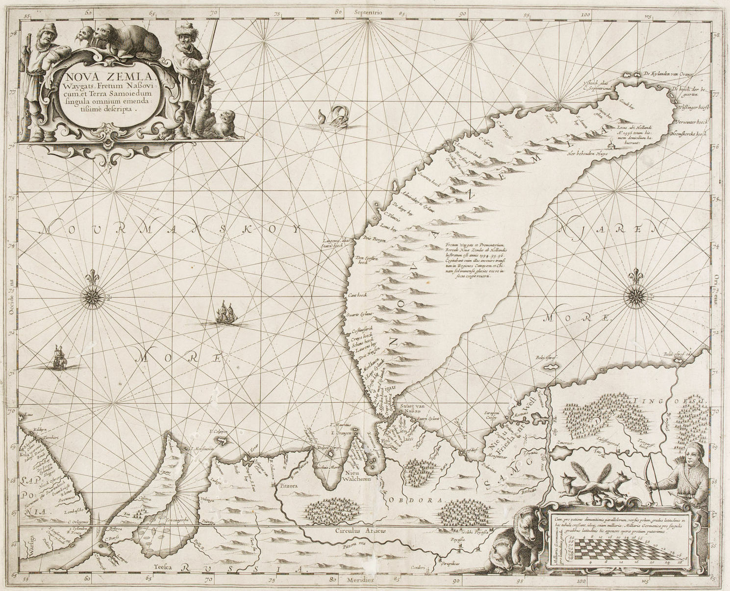 Карта Архипелага Новая Земля, острова Вайгач, Архангельской области 1650 год. Редкость Карта Архипелага Новая Земля, острова Вайгач, Архангельской области 1650 год. Редкость