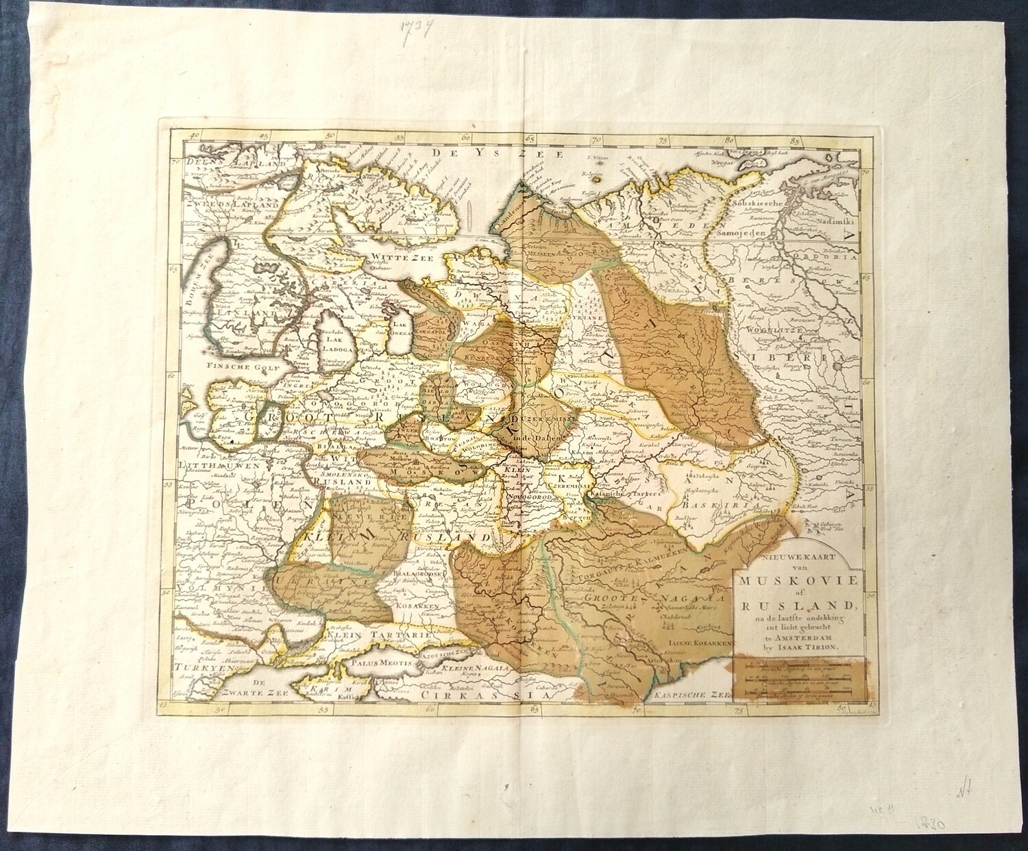 Карта Московии или России 1734 год.