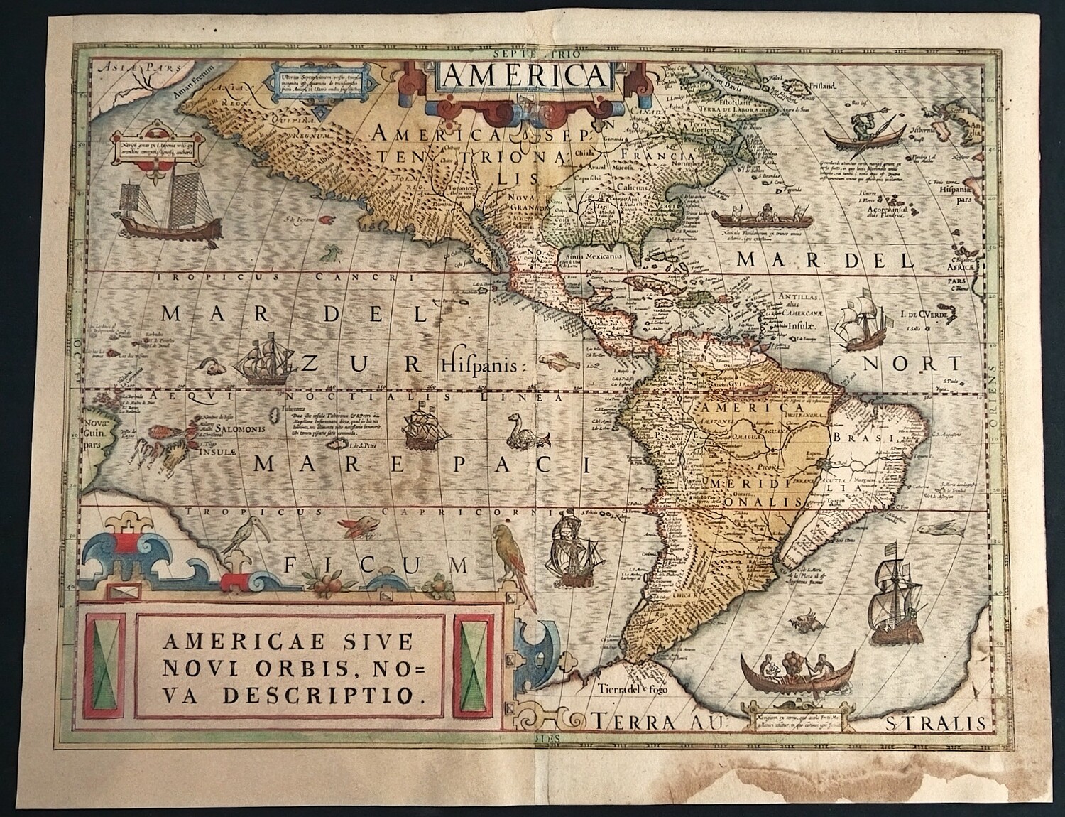 Антикварная карта Америки 1606 год. RRR