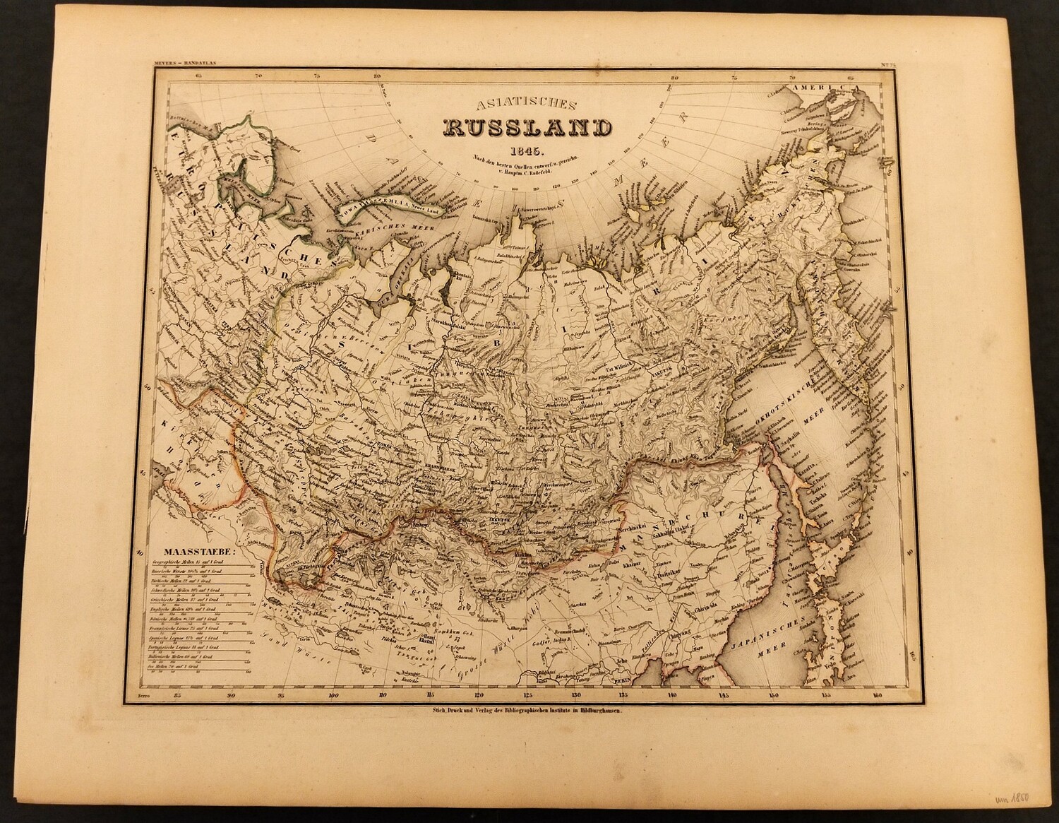 Карта Азиатской России. 1845 год.