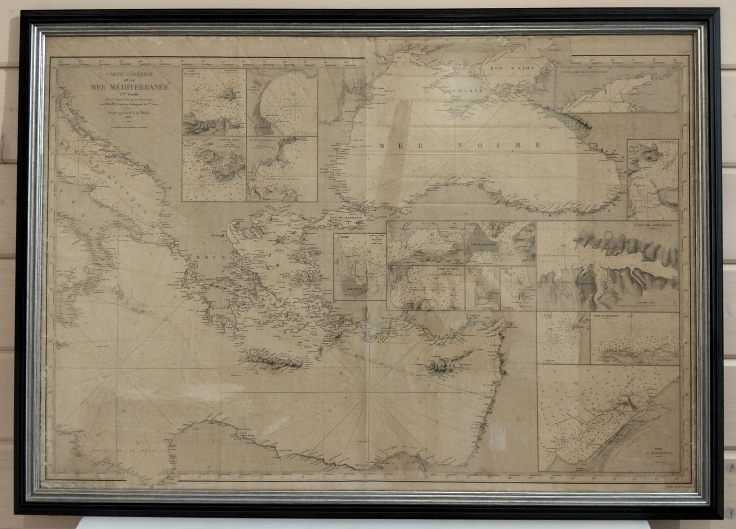 Огромная Морская карта Восточного Средиземноморья и Черного моря 1851 год. Редкость Огромная Морская карта Восточного Средиземноморья и Черного моря 1851 год. Редкость
