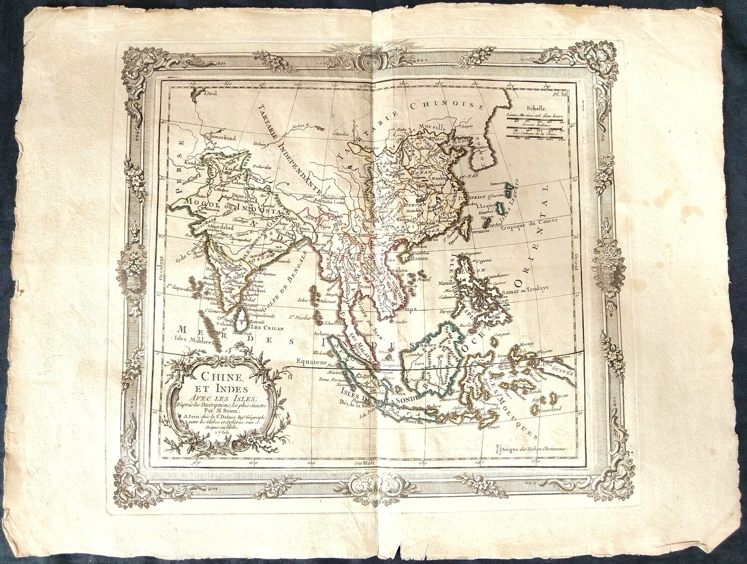 Карта Китая и Индии с островами 1766 год.