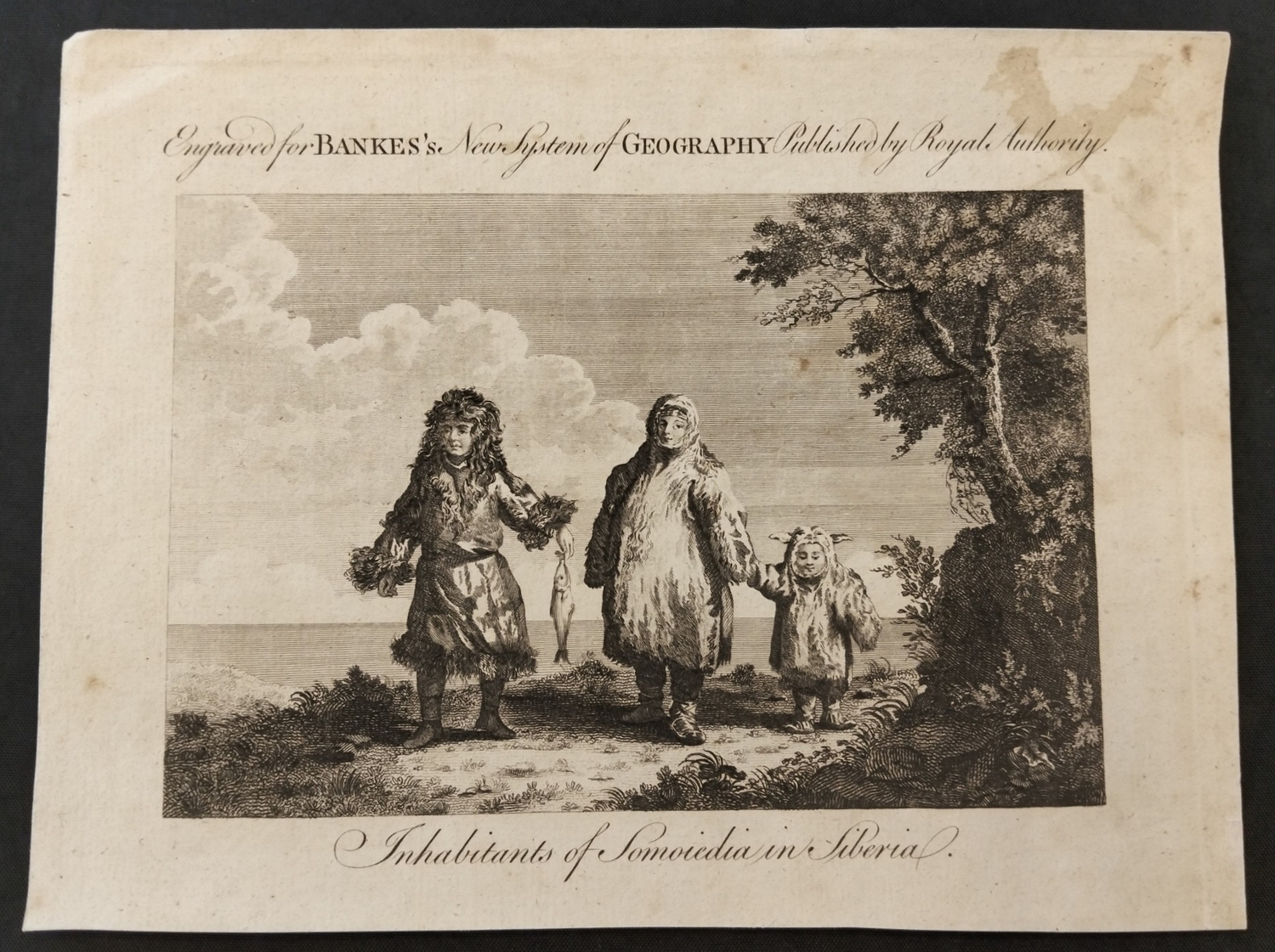 Антикварная гравюра Самоеды Томас Бэнкс 1780-е годы.